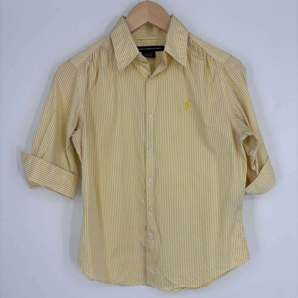 Ralph Lauren Yellow and White Striped Button-Down Shirt